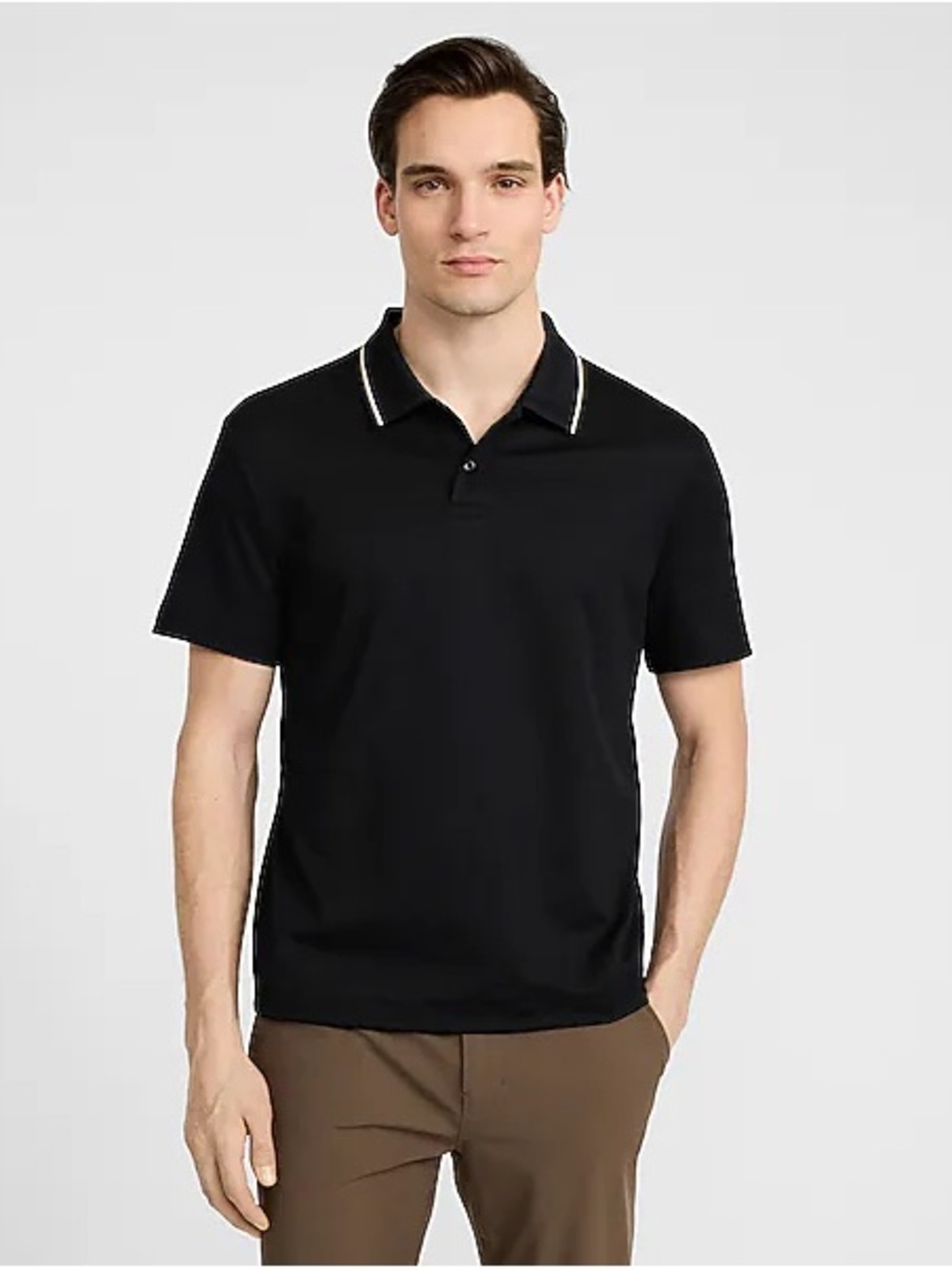 Kenneth Cole New York Black Polo with White Contrast Piping